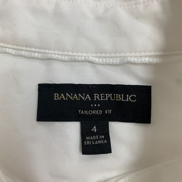 Banana Republic Tailored Fit Shirt Womens 4 White Arrow Heart Button Up Collared - Picture 7 of 11